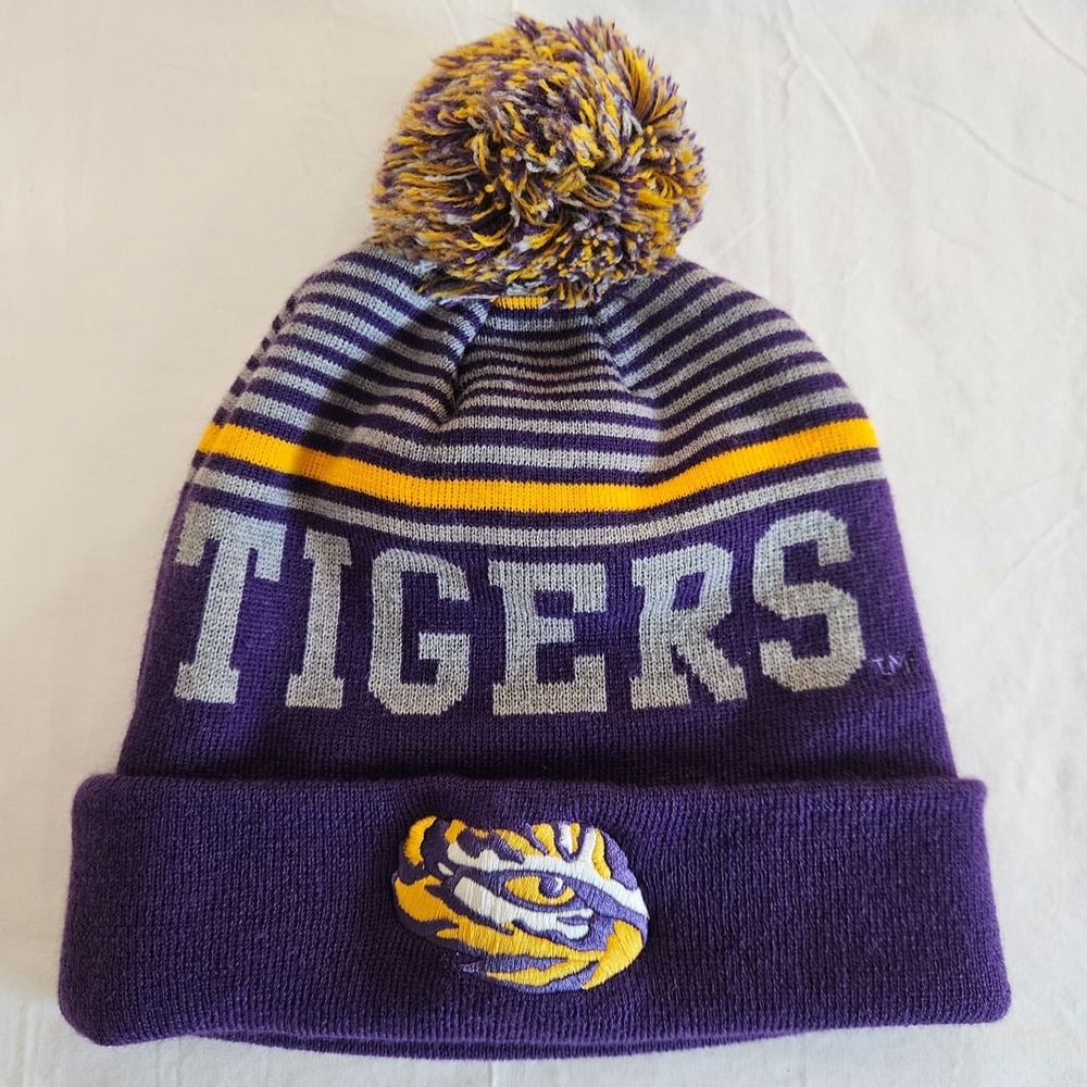 Captivating LSU Tigers NCAA Cuffed Knit Pom Beanie Hat